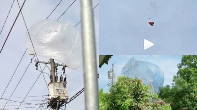 Viral Ratusan Balon Udara Liar, Terbakar di Langit, Ganggu Tiang Listrik