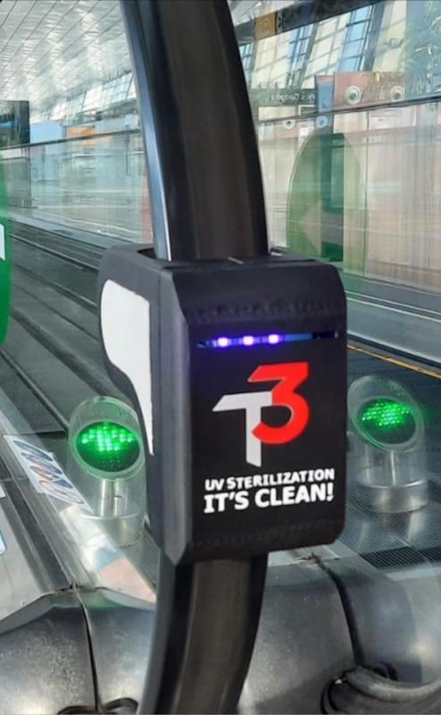UV Sterilizer Covid-19 Cegah Virus dan Kuman di Pegangan Travelator & Eskalator di Terminal 3 Bandara Soetta