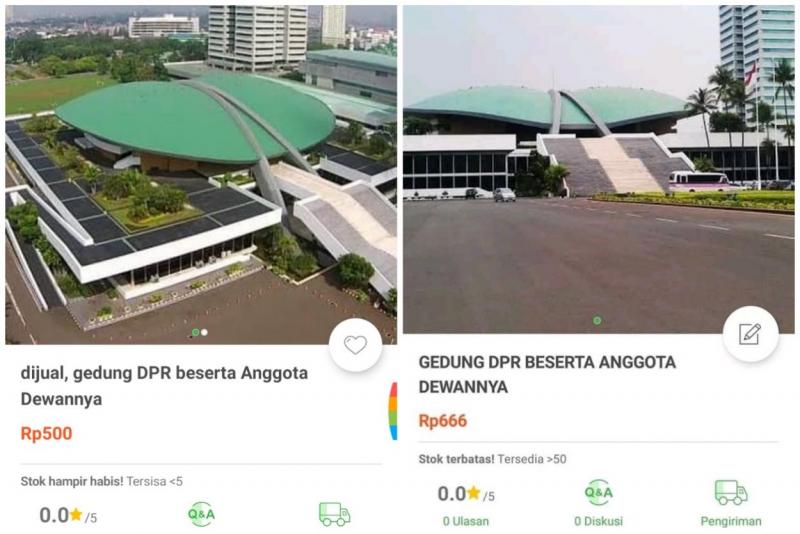 Usai UU Ciptaker Disahkan, Ramai Jual Murah Gedung DPR di Tokopedia 