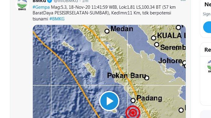 Gempa Magnitudo 5,3 Getarkan Pesisir Selatan Sumatera Barat