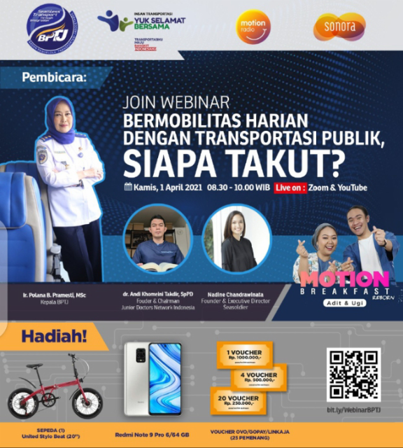 Catat, Besok BPTJ Gelar Webinar: Bermobilitas Harian Dengan Transportasi Publik, Siapa Takut?  