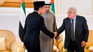 Presiden Jokowi Bertemu Presiden Palestina Mahmoud Abbas saat Takziah Sheikh Khalifa di Abu Dhabi 