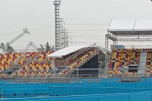 Atap Tribun Formula E di Ancol Jakarta Ambruk Terkena Badai 