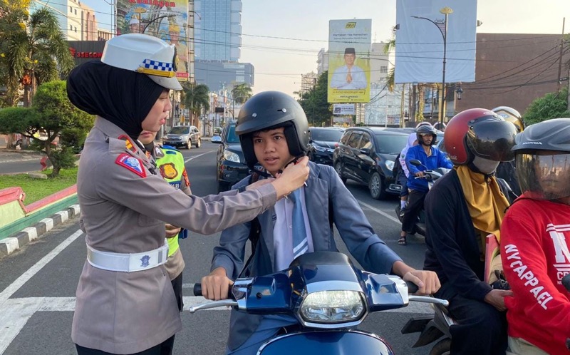 Satlantas Polresta Bandar Lampung Gencar Imbauan Peduli Keselamatan Pengendara