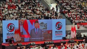Relawan Teriakkan Nama Prabowo Saat Jokowi Sebut Indonesia Butuh Pemimpin yang Berani di Puncak Musra