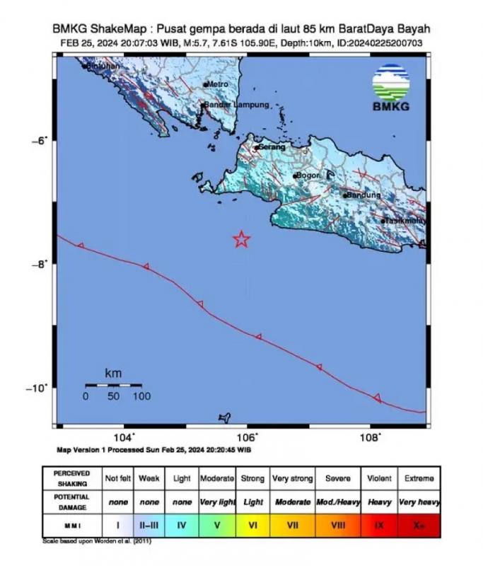 Gempa M5.7 Tak Berpotensi Tsunami di Banten, Guncangan hingga Jakarta
