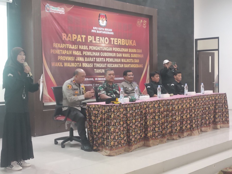 Kapolsek Bantar Gebang Hadiri Pembukaan Rapat Pleno Terbuka Rekapitulasi Hasil Pemilihan Gubernur dan Walikota Bekasi 2024