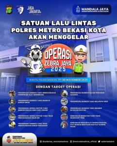 Satlantas Polres Metro Bekasi Kota Siap Gelar Operasi Zebra Jaya 2025, Ini 10 Pelanggaran yang Jadi Target Utama
