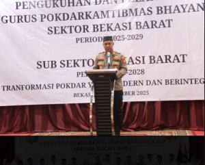 Kapolsek Bekasi Barat Hadiri Pelantikan dan Pengukuhan Pokdarkamtibmas Bhayangkara